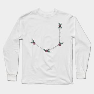 Mensa Constellation Roses and Hearts Doodle Long Sleeve T-Shirt